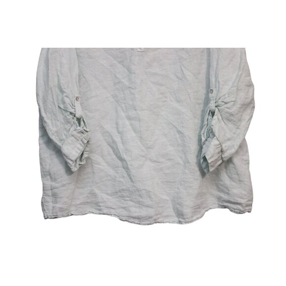 Tahari Blouse 2X 100% Linen Pastel Blue Pullover Beach Coastal Lagenlook Boho - Picture 3 of 11
